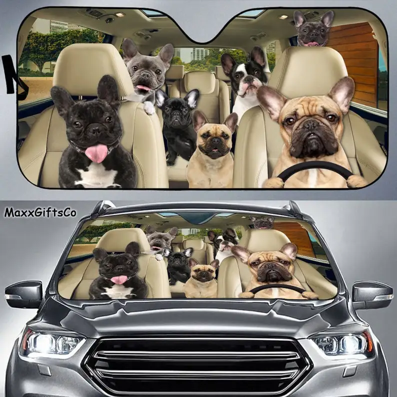 Parasole Per Auto Bulldog Francese, Parabrezza Bulldog Francese, Parasole Per Cani, Accessori Per Auto Bulldog Francese, Bulldog Francese Lo