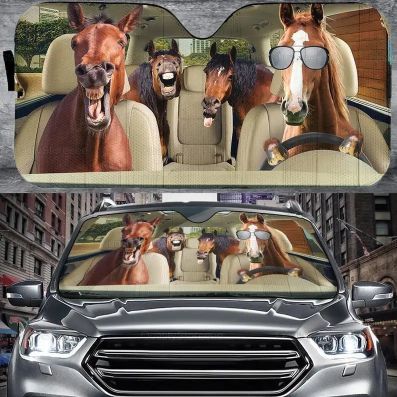 Parasole Per Auto Da Guida Per La Famiglia Dei Cavalli, Parasole Per Auto Per Cavalli Divertenti, Parasole Per Auto Carino Per Cavalli, Parasole Per A