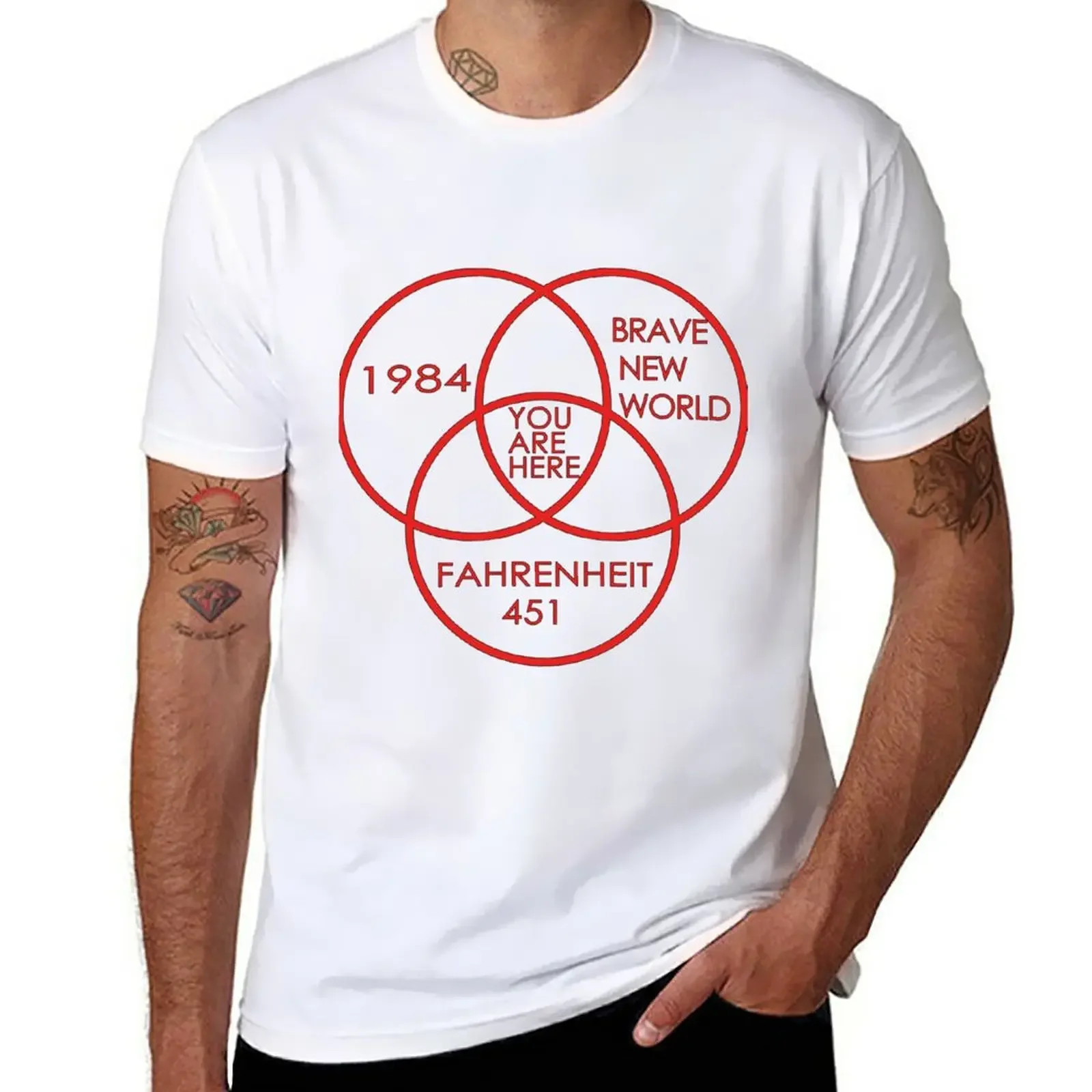 1984 Brave New World Fahrenheit 451 T-Shirt A Trama Sublime Anime Mens Magliette Grandi E Alte