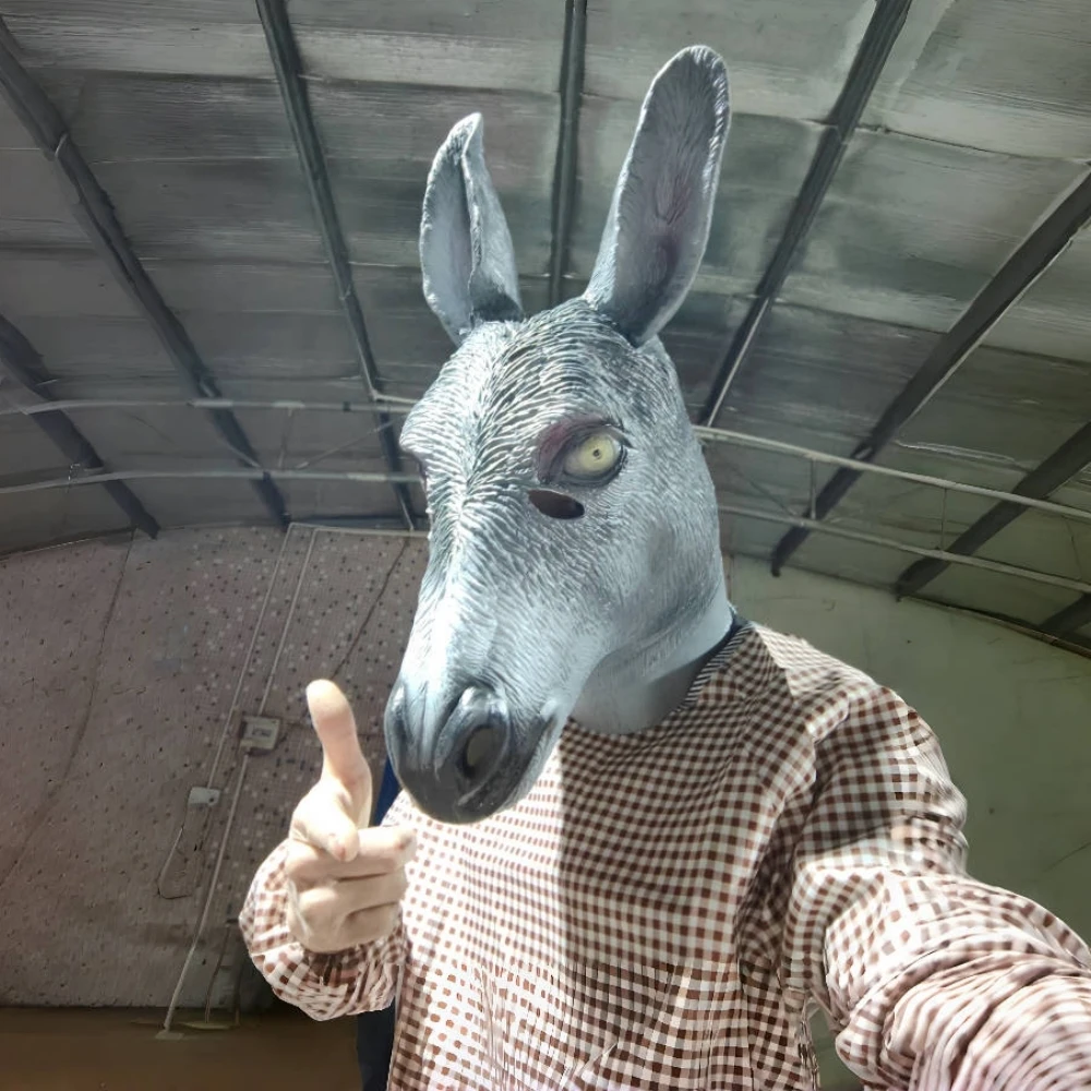 Horror Donkey Mask Halloween Zombie Donkey Copricapo Carnival Animal Cosplay Performance Costume Prop Animal Head Full Latex Mask