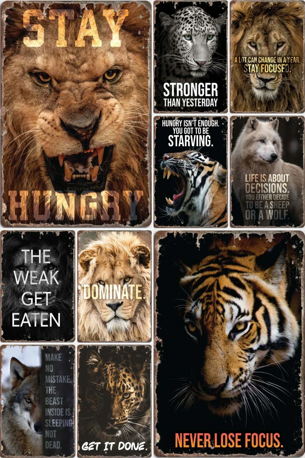 Animal Motivation Decoration Wall Decor Metal Sign Vintage Tin Plate Custom Made Gaming Room Decoration Room Decorations For Men