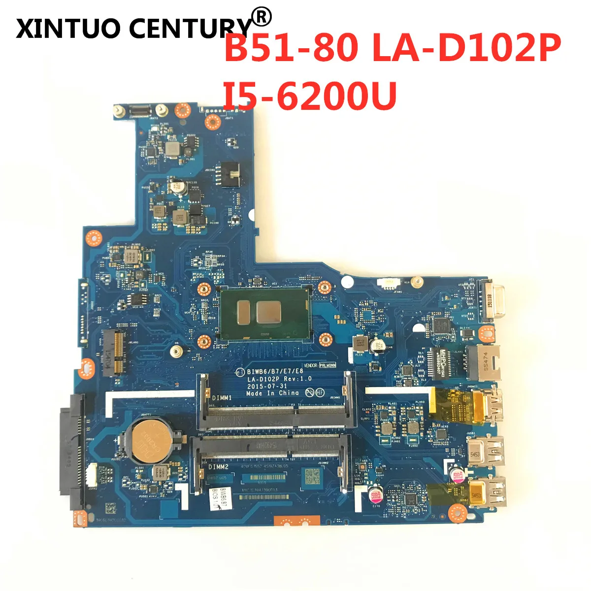 Biwb6/B7/E7/E8 La-D102P Laptop Motherboard For Lenovo B51-80   Laptop Motherboard With Cpu I5-6200U Ddr3 100% Tested Working
