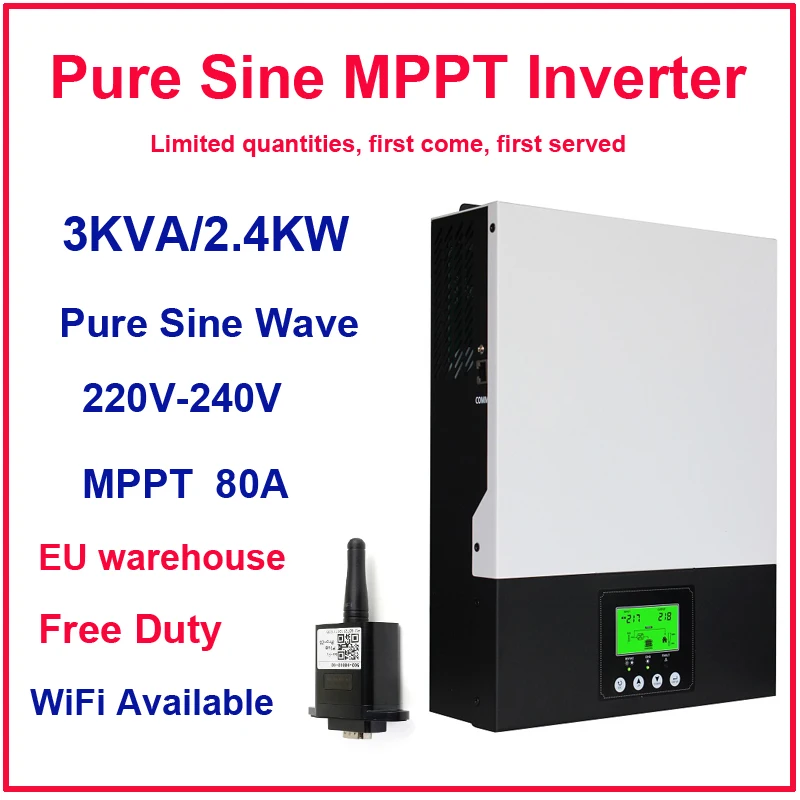 Ecsun Vm 1.5K 1.5Kw 12V 230Vac 3Kw 24V 60A Inverter Pure Sine Mppt Caricabatterie Solare Caricabatterie Inverter Solare Ibrido