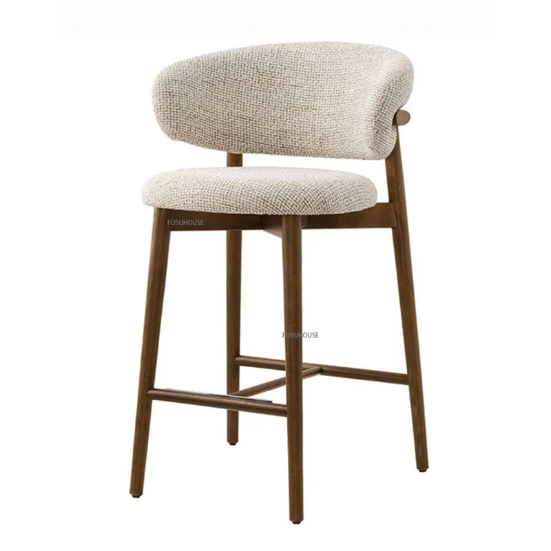 Taburete Moderno Madera Maciza Para El Hogar, Silla De Bar Nundica Para Sala Estar, Cocina, Tela Ligera Lujo, Isola, Cucina