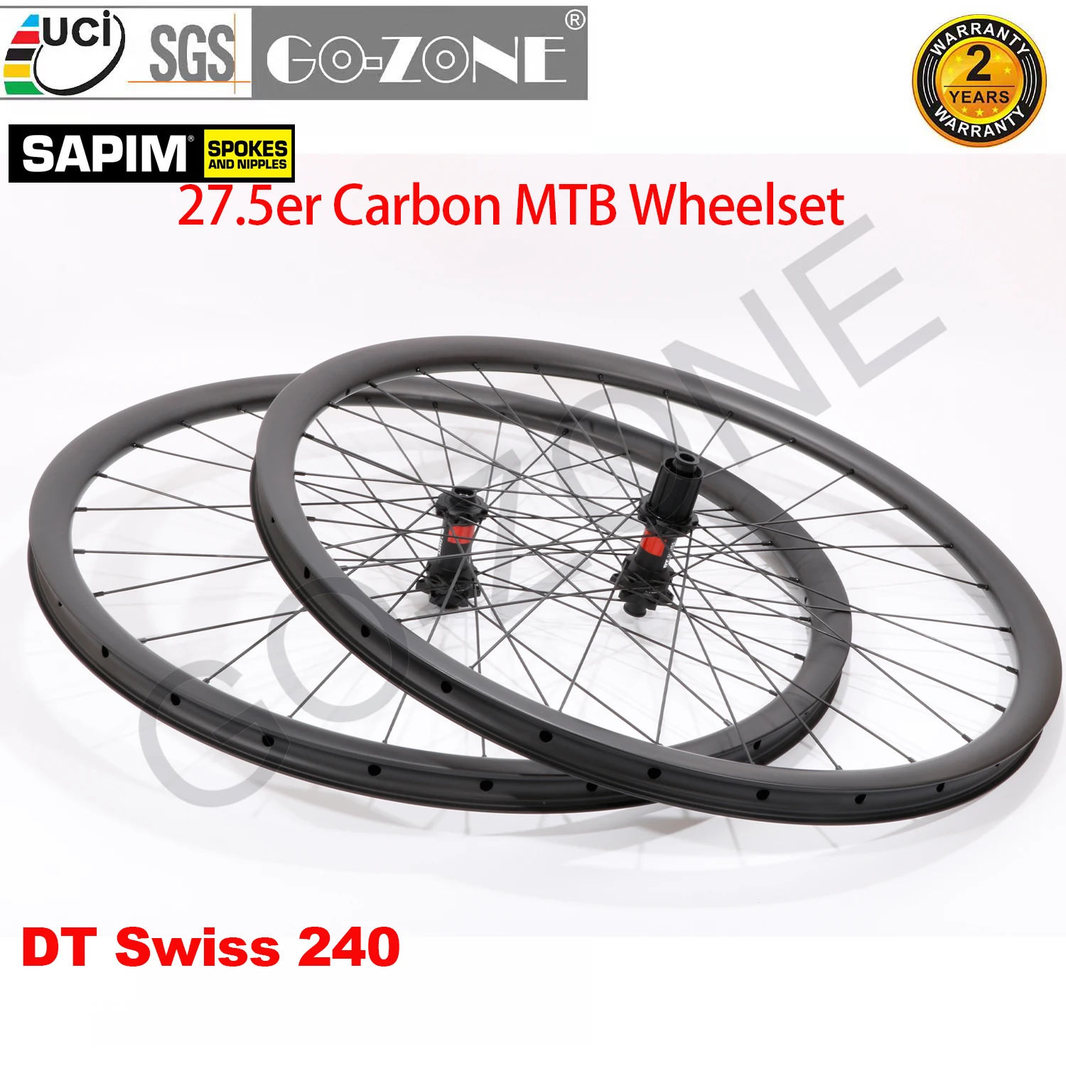 Nuovo Set Di Ruote Freno A Disco Mtb In Carbonio 27.5 Tubeless Dt Swiss 240 Spaim Thru Axle / Quick Release / Boost Set Di Ruote Dt Swiss Da 27.5 Poll