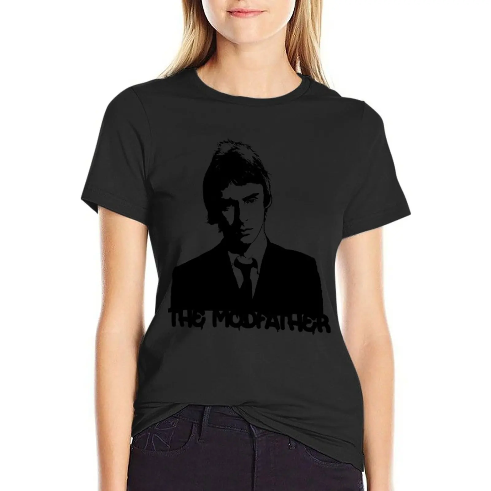 Paul Weller - Le Modfather - Pochoir Noir T-Shirt Essentiel T-Shirt Magliette Grafiche Abbigliamento Femminile Maglietta Da Donna