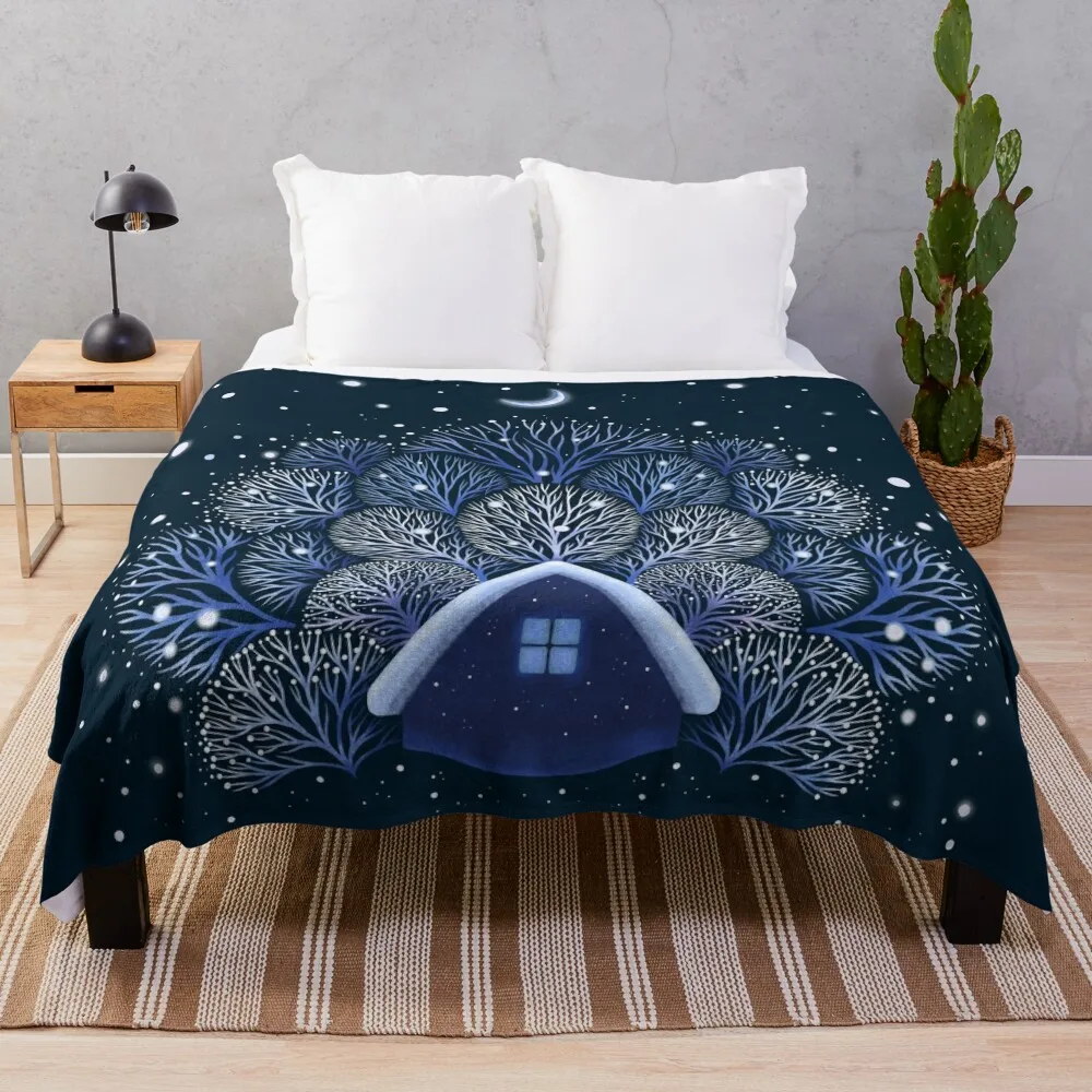 Tiny House - Snowy Night Throw Blanket Extra Large Throw Blanket