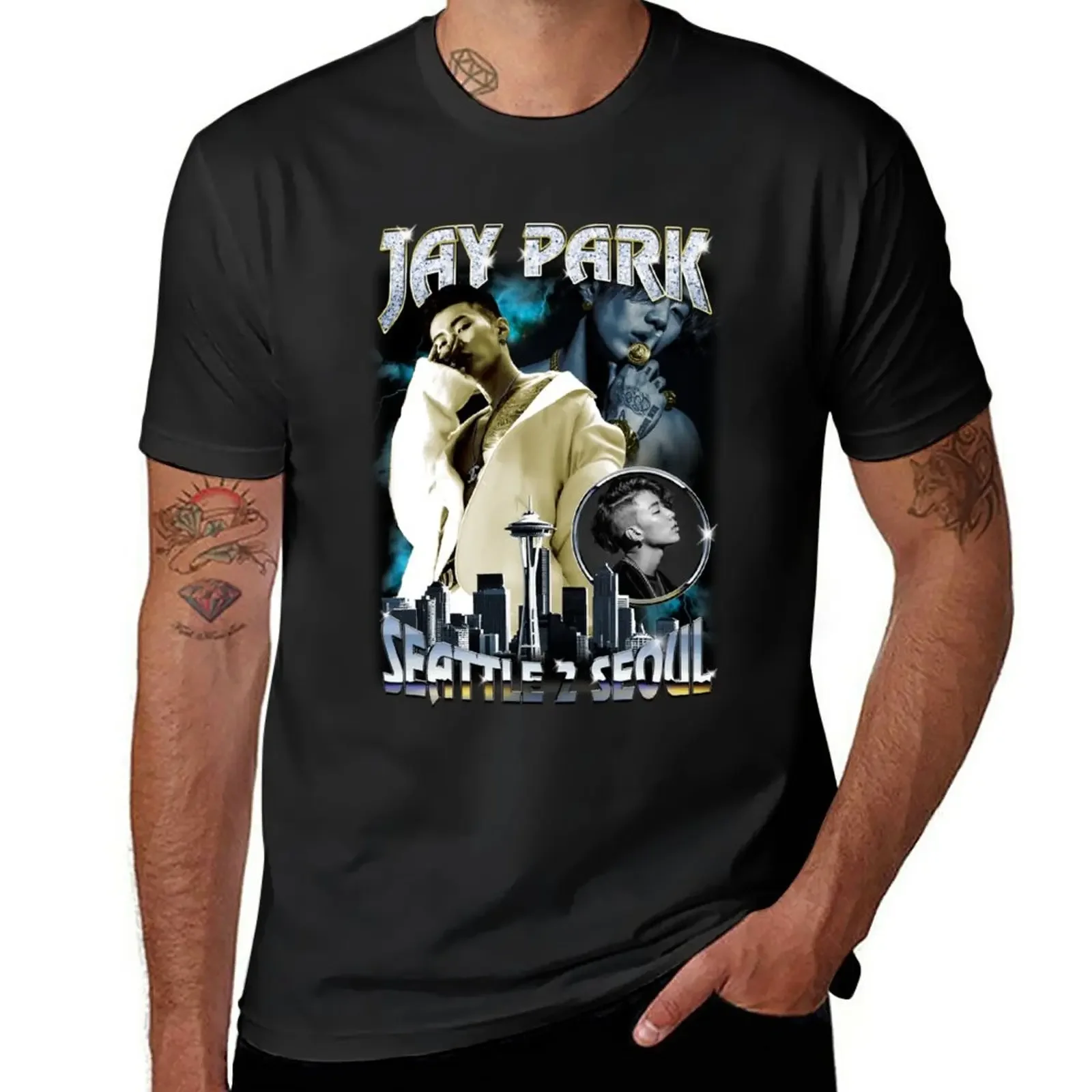 Jay Park - Seattle 2 Seoul-T-Shirt Bootleg Vintage Plus Size Top T-Shirt Oversize Per Uomo