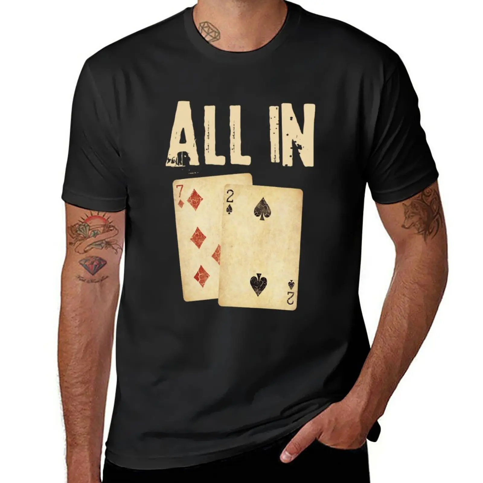 Nuovo Gioco Di Carte Da Poker All In Gift Poker Player 7 2 1 T-Shirt Plus Size Top Graphics T-Shirt Da Uomo