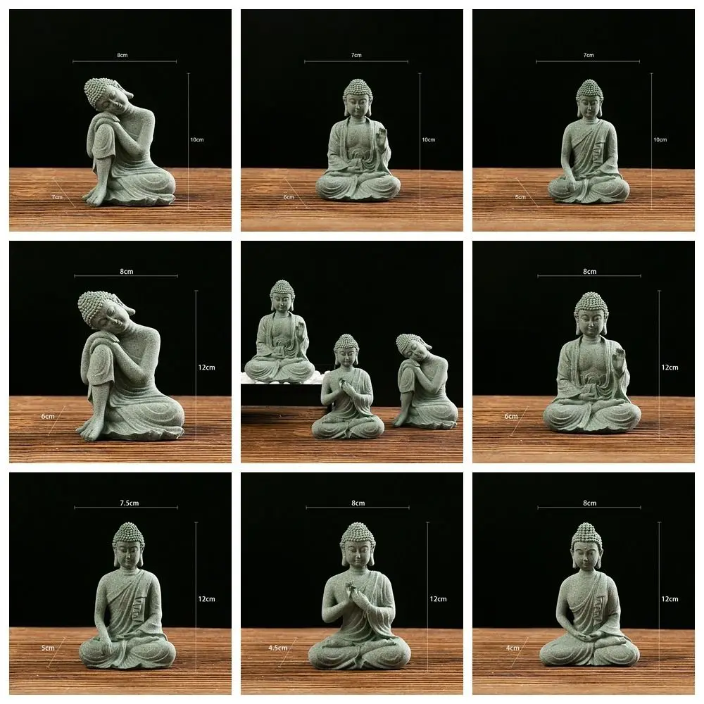 Cultura Orientale Arenaria Buddha Stile Cinese Zen Seduta Postura Ornamento Buddista Arenaria Verde Indoor