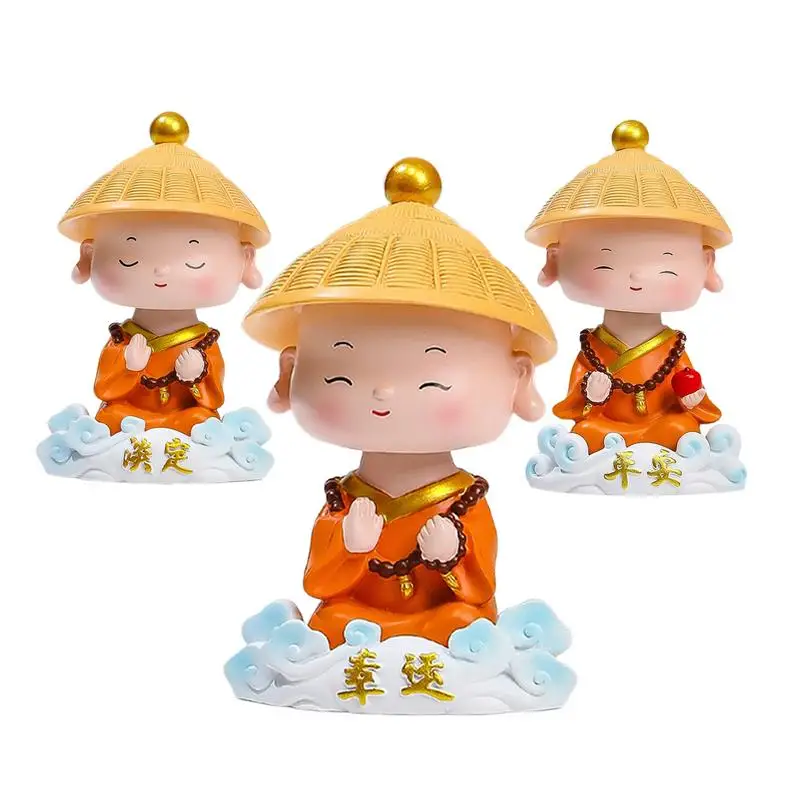 Simpatiche Figurine Da Scrivania Monaci Figurine Statue Desk Decor Car Dashboard Ornament Miniature Zen Fracks Creative Little Monk Ornament