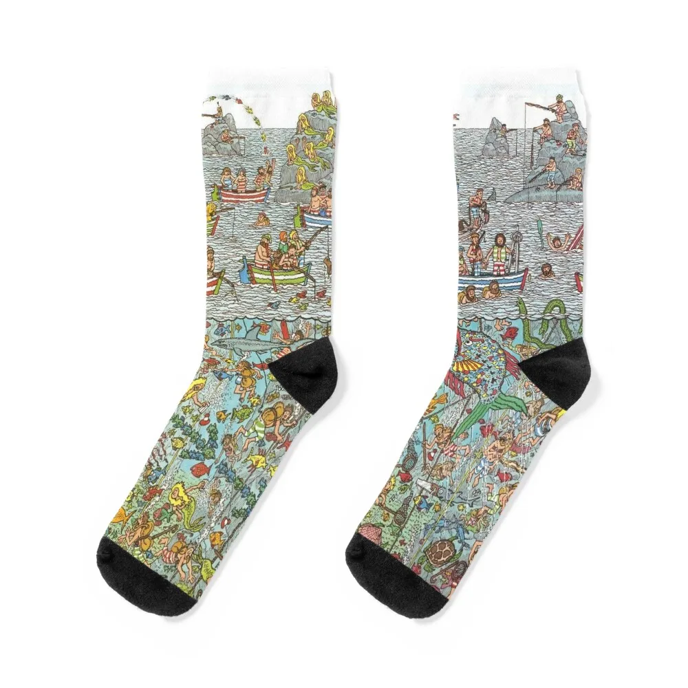 Whawes Waldo Underwater Scene Socks Crazy Gift Ladies Socks Uomo
