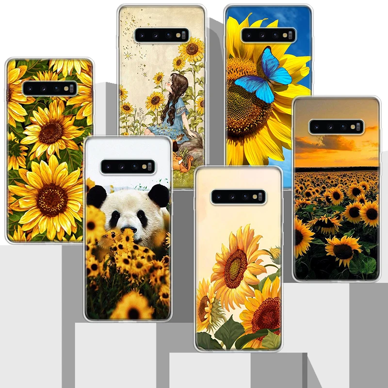 Custodia Morbida In Silicone Con Stampa Girasole Giallo Di Bellezza Per Samsung Galaxy S24 S23 S22 Ultra S21 S20 Fe S10 Plus S10E S9 S8 + Cov
