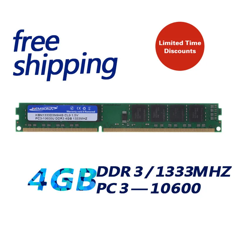 Kembona Per Tutte Le Schede Madri Pc Desktop Ddr3 4G Ddr3 4Gb Ram 1333Mhz Migliore Memoria Ram Dimm Lunga Spedizione Gratuita