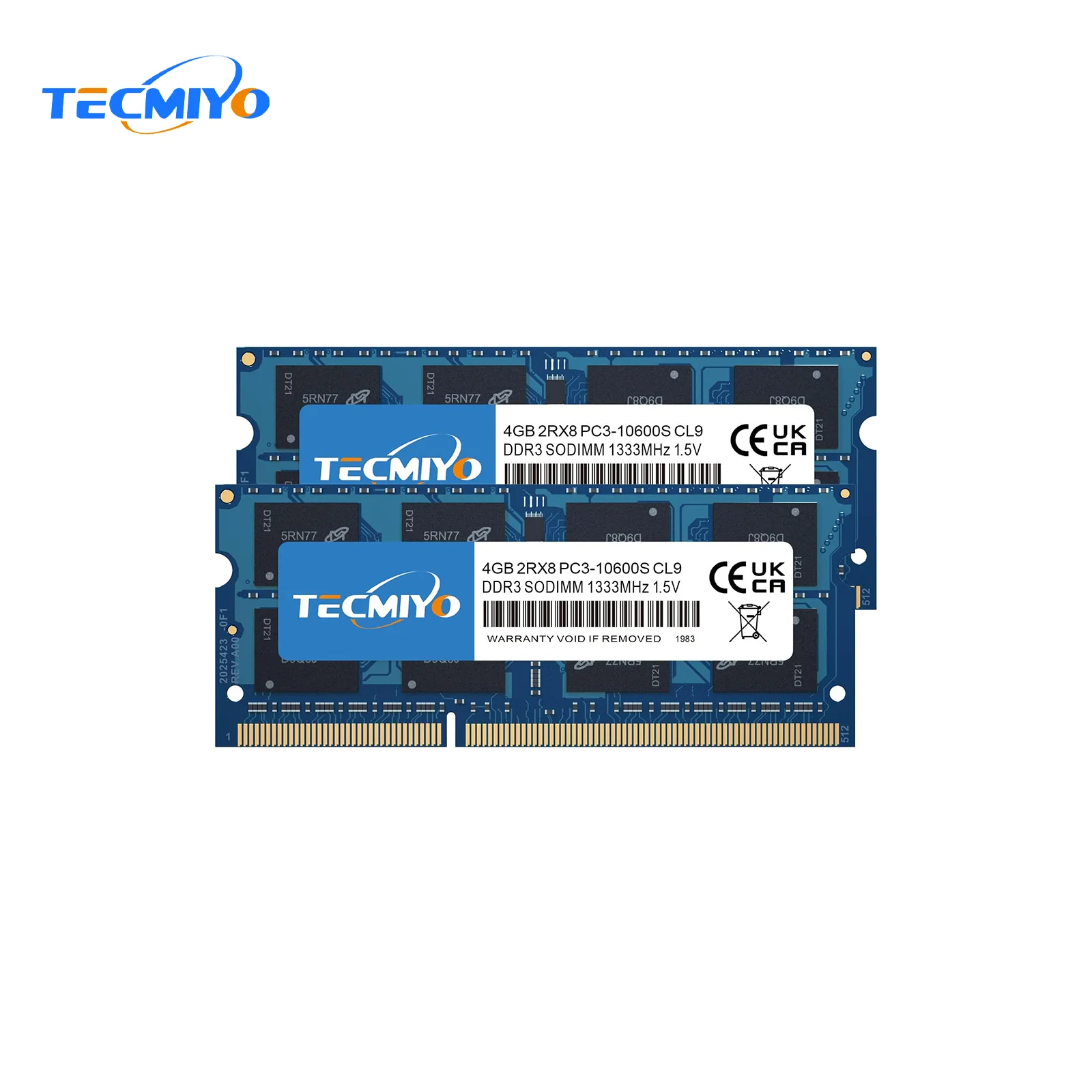 Tecmiyo 2 X4Gb 1333 Mhz Sodimm Memoria Per Laptop Ram Ddr3 1.5V Pc3-10600S Non Ecc-Blu