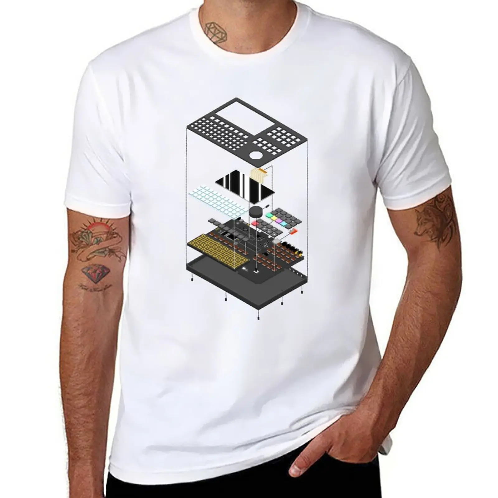 New Polyend Tracker Explosed View T-Shirt Magliette Pesanti Magliette Sportive Fan T-Shirt Uomo Magliette Grandi E Alte Per Uomo