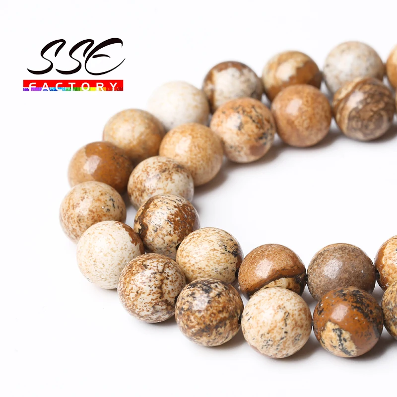 Commercio All'Ingrosso Pietra Naturale Foto Jaspers Perline Jaspers Tondo Allentato Distanziatore Perline 15 "Strand 4 6 8 10 12 Mm Per Gioielli Che F