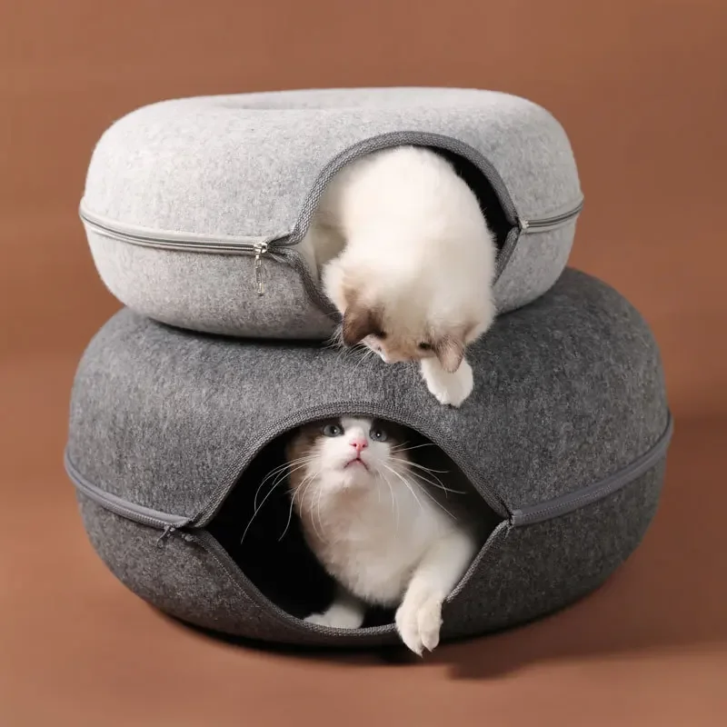 Cats House Basket Feltro Naturale Pet Cat Cave Beds Nest Funny Round Egg-Type Con Cuscino Mat Per Cani Di Piccola Taglia Forniture Per Cuccioli Di Ani