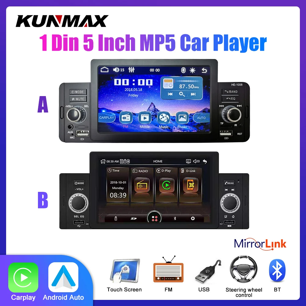 Autoradio Universale 1Din Ips Mp5 Lettore Multimediale Autoradio Autoradio Stereo Con Telecomando Bluetooth