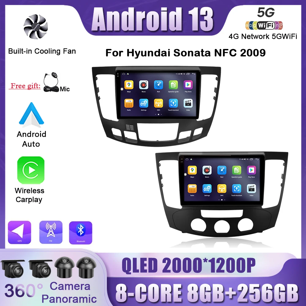 Android 13 Car Intelligent System Radio Stereo Multimidia Player Per Hyundai Sonata Nfc 2009 Gps Carplay Auto Stereo Bluetooth
