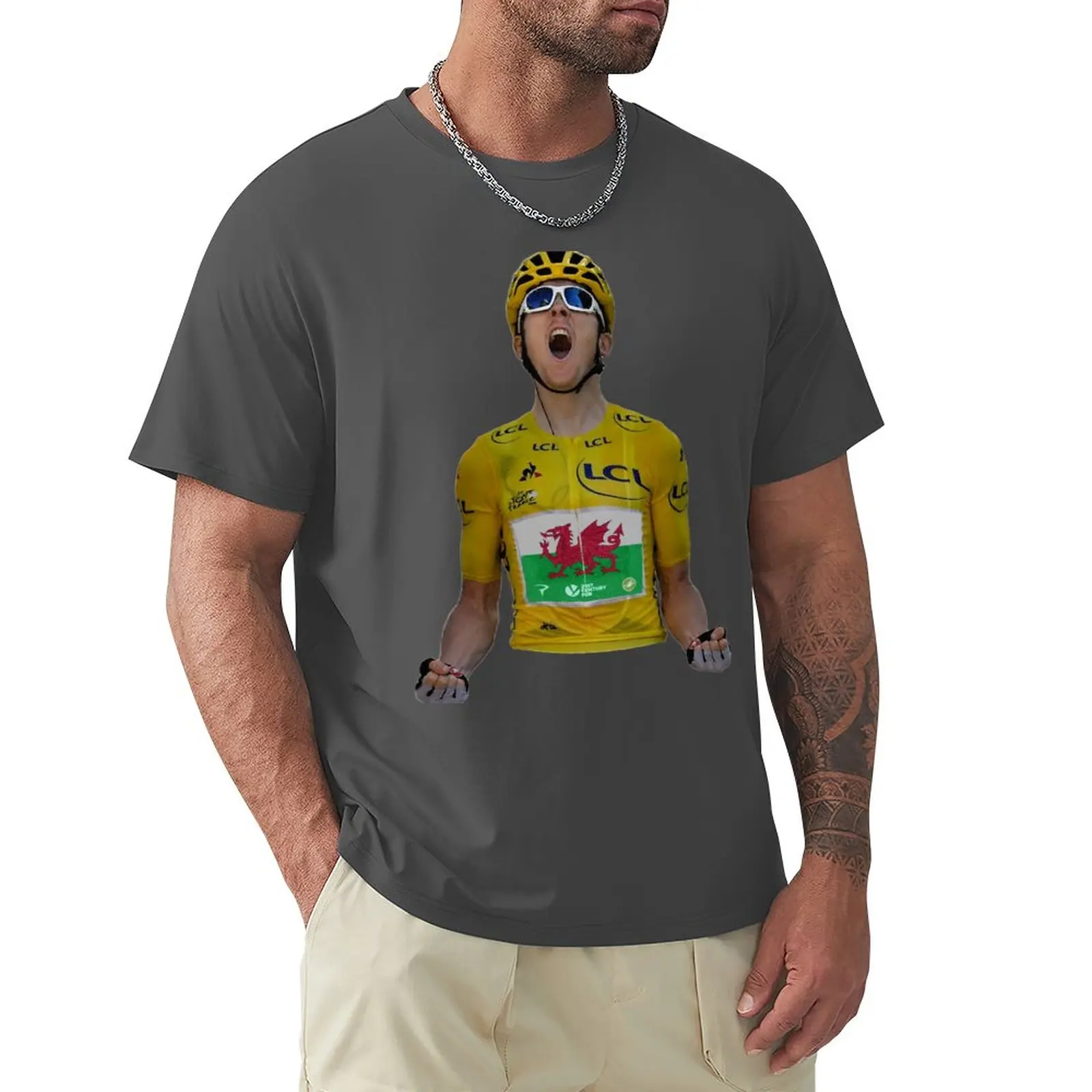 Geraint Thomas - Welsh Flag T-Shirt Ragazzi Animal Print Customs Vintage Mens Magliette Bianche
