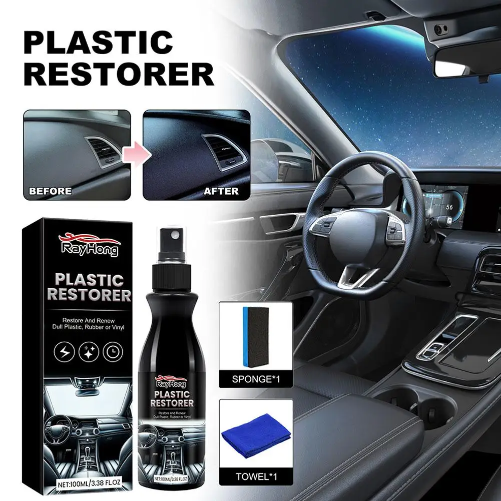 Restauratore Di Plastica Ripristina Rivestimento Lucidante Per Auto Plastica Refresh Gloss Rubber Restorer Back Detailing Black Car Clean Repair A V0Q
