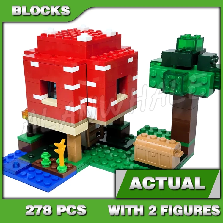 278Pcs Game My World The Mushroom House Red Toadsgabello Lift Off-Roof Walls 60155 Building Blocks Toys Compatibile Con Il Modello