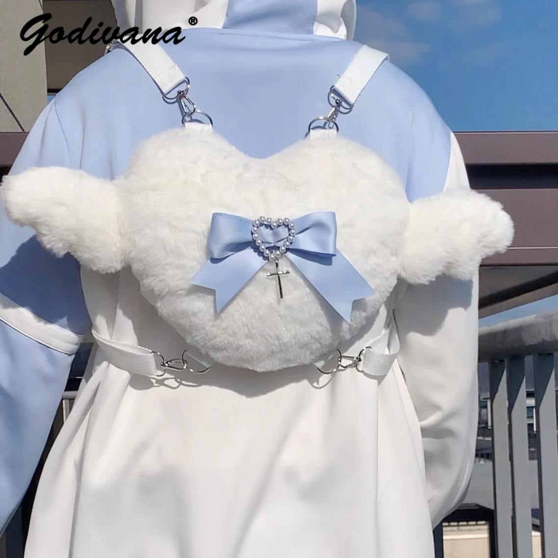 Original Love Plush Angel Little Wing Mine Series Zaino Color Acqua Studente Ragazze Zaino Medico Giapponese Borse Lolita