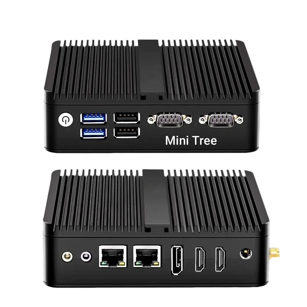 2023 Nuovo Mini Pc Industriale Senza Ventola Elkhart Lake In-Tel N95 N100 2Com 2 * Hd Dp Computer Industriale Integrato Mini Pc Desktop