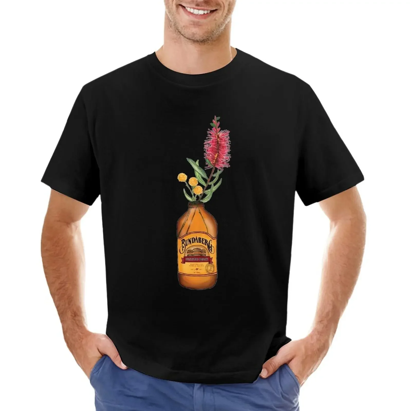Bundaberg Ginger Beer Flower Acquerello Art Print Illustrazione Opera D'Arte T-Shirt Camicetta New Edition T-Shirt Da Uomo A Maniche Corte