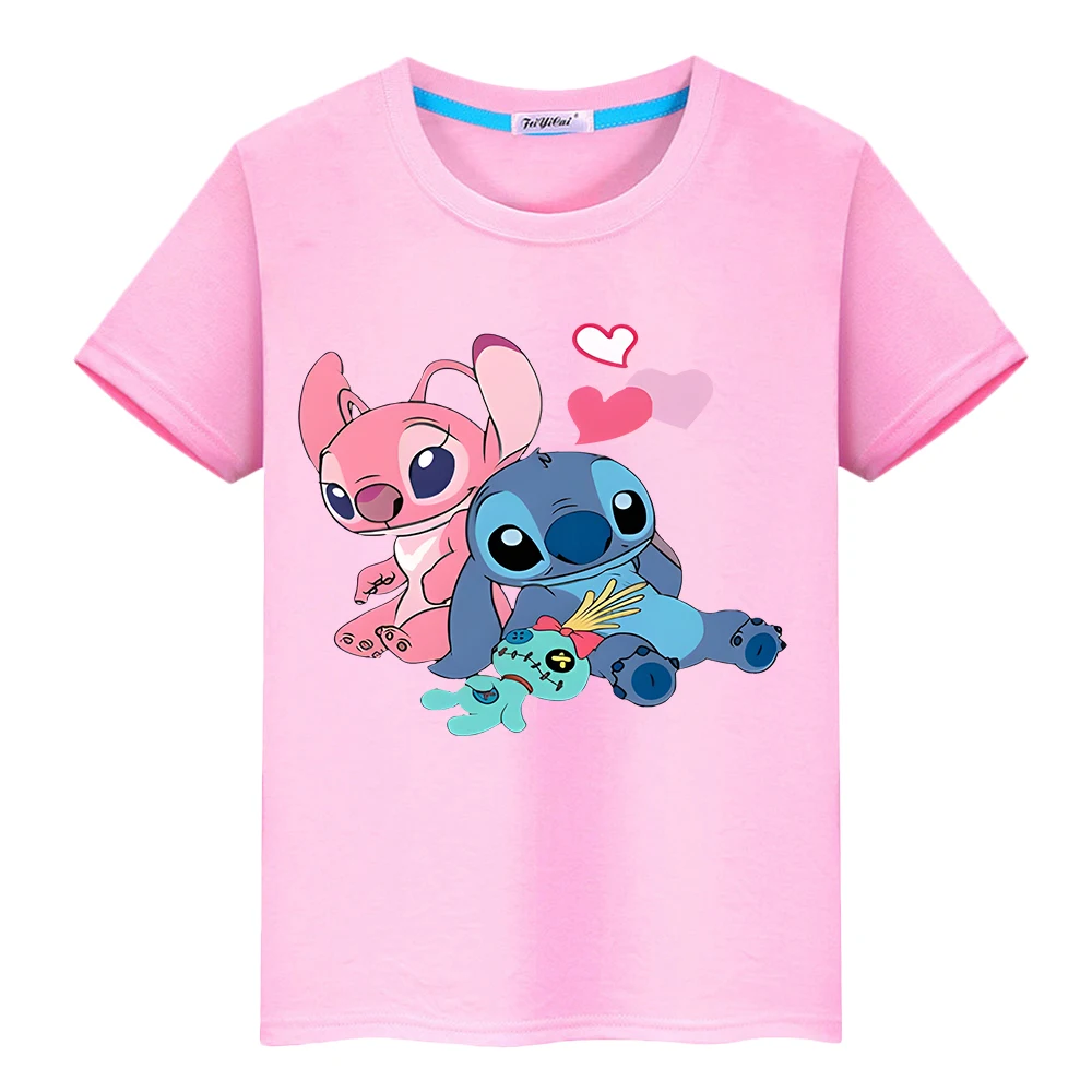 Maglietta Per Bambini Ragazzo 10 Anni Stampa 100% Cotone Disney Stitch Anime Top Stitch Disney Kawaii Short Pride Tshirt Y2K Vestiti Per Ragazze