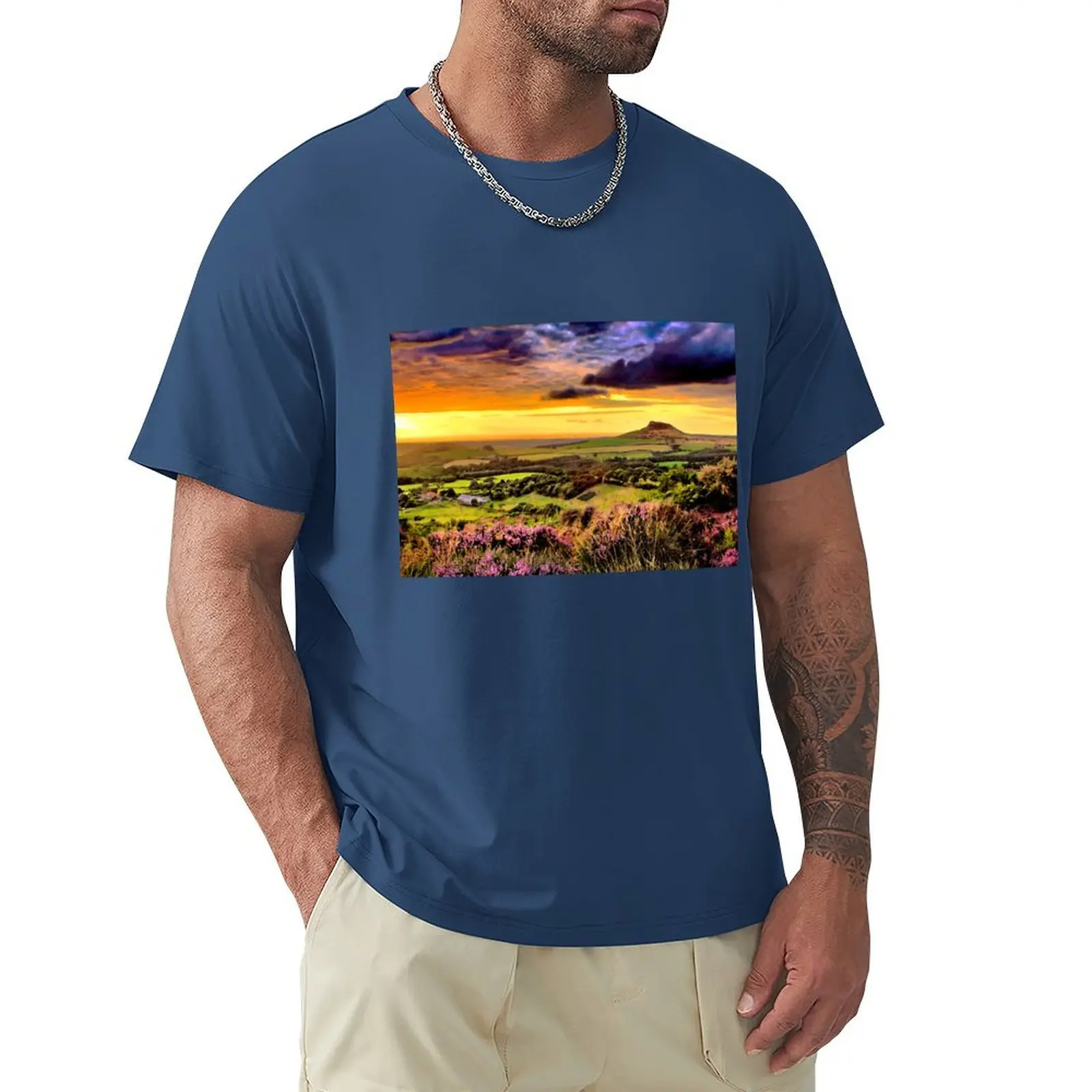 Maglietta Fire - Roseberry Di Odino, Maglietta Del Nord Yorkshire Ventagli Sportivi Maglietta In Cotone Da Uomo Personalizzata Anime Di Moda Coreana