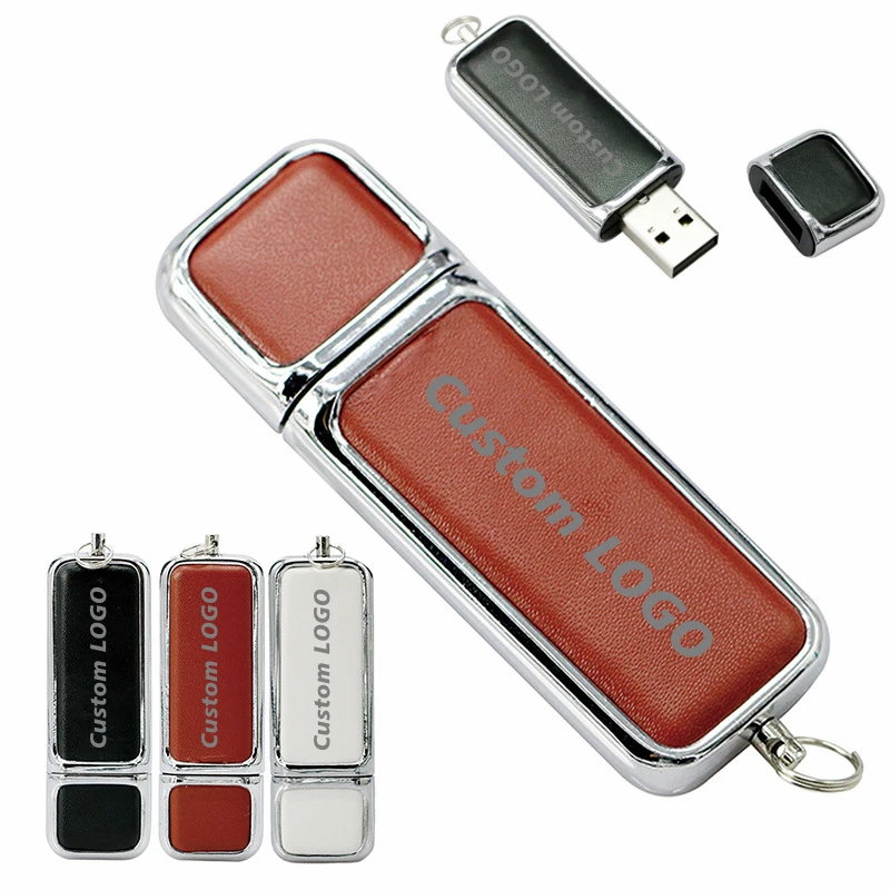 2023 Nuovo Nome Personalizzato Gratuito Logo In Pelle Metallo Usb2.0 Flash Drive 2Gb 4Gb 8Gb 16Gb 32Gb 64Gb Memory Stick