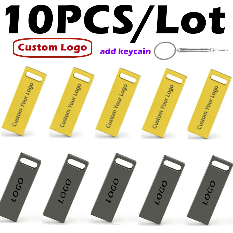 10 Pz/Lotto Custom Company Logo Fashion Mini Metal Usb Flash Drive 4Gb 8Gb 16Gb 32Gb 64Gb Pendrive 128Mb Flash Memory Usb Stick