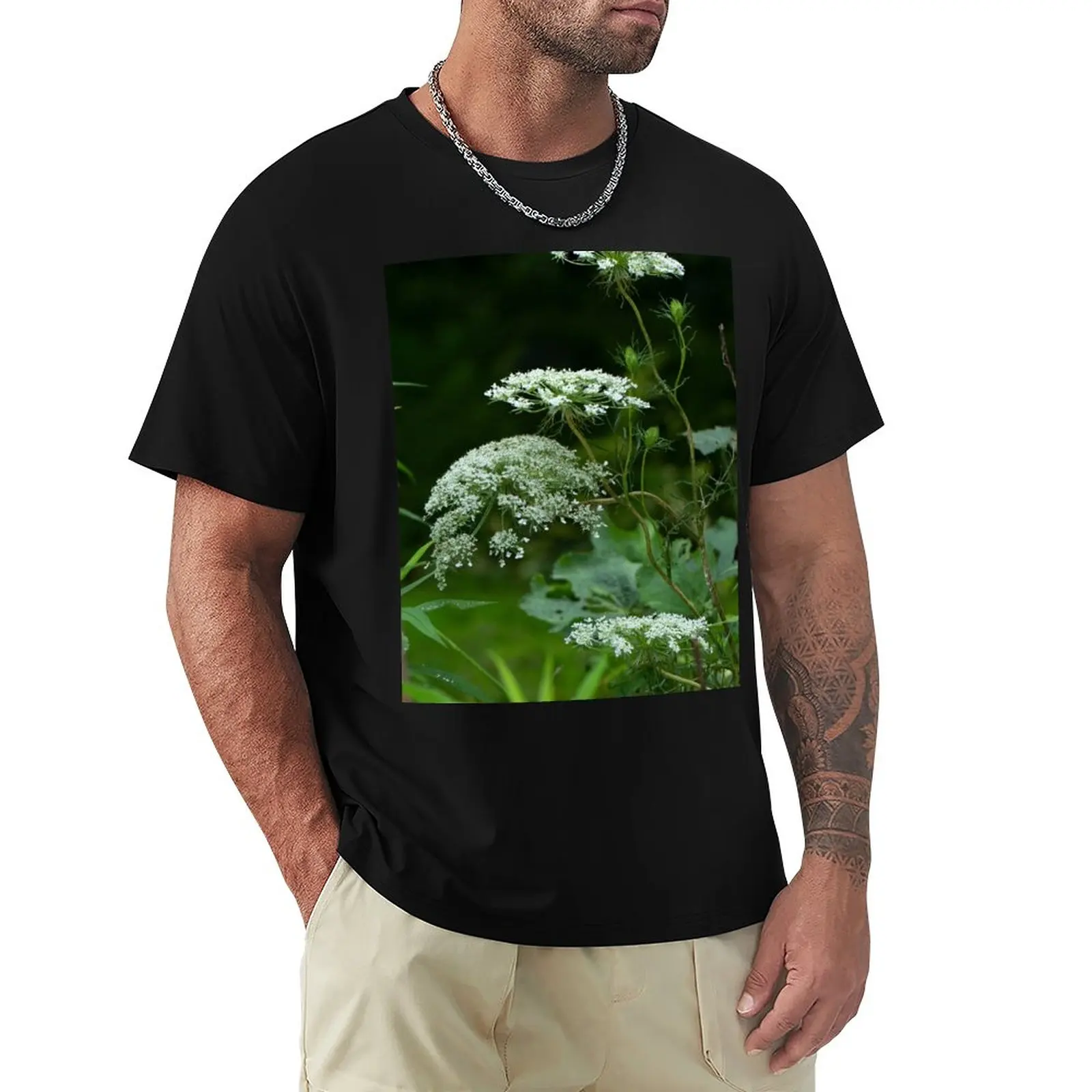 Queen Anne'S Lace Wildflower - Daucus Carota T-Shirt Sublime T Shirt Grafica Cute Top Uomo Magliette A Maniche Lunghe