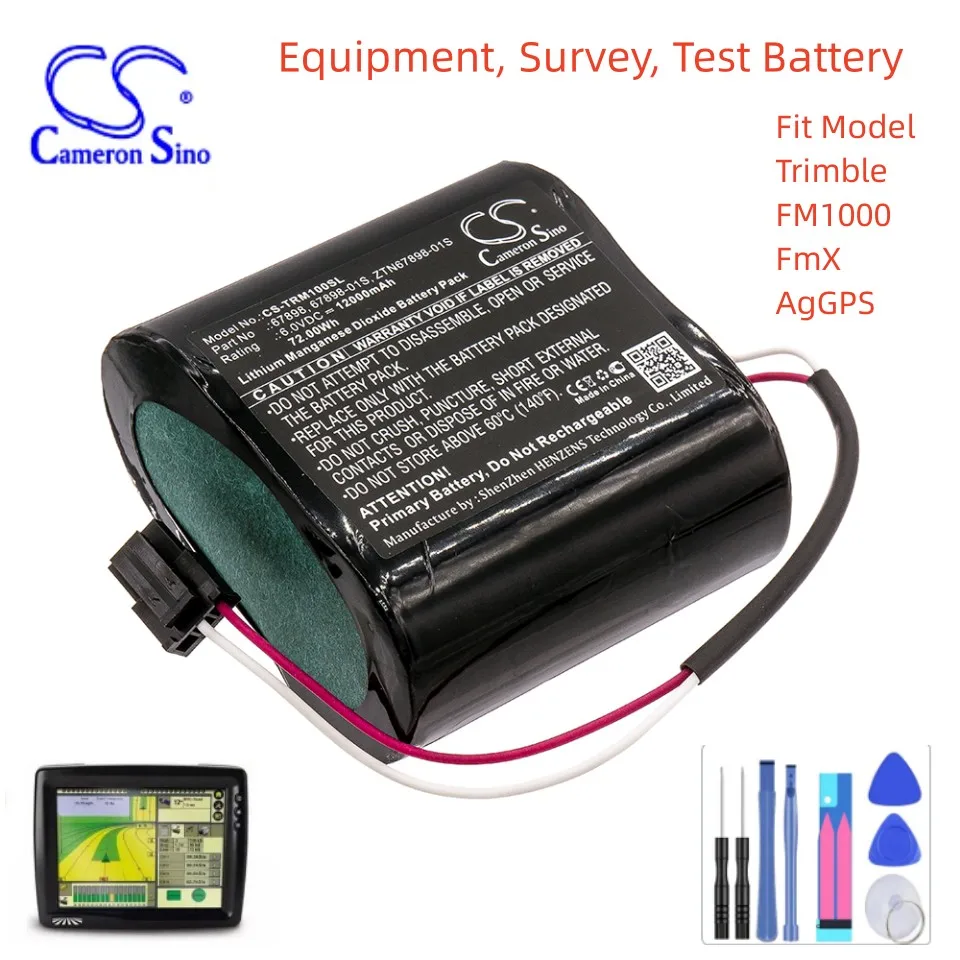 Attrezzatura, Rilevamento, Batteria Di Prova Per Trimble 67898 67898-01S Ztn67898-01S Fm1000 Fmx Aggps Capacità 12000Mah / 72.00Wh Nero