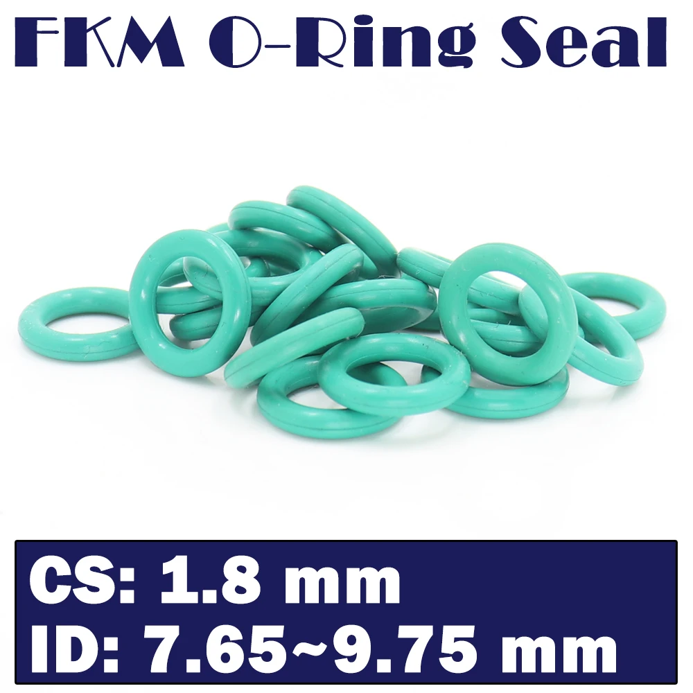 Cs1.8Mm Fkm Id Anello In Gomma 7.65/8/8/5/8/9/9/25/9/5/9/1.8/100 * Mm Pcs O-Ring Guarnizione Fluoro Guarnizione Olio Verde Oring