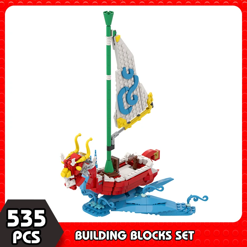 Moc Zeldaed The Wind Wakered Boat Adventure Ship On The Great Sea Building Blocks Set Longship Dragon Boat Model Bricks Toys