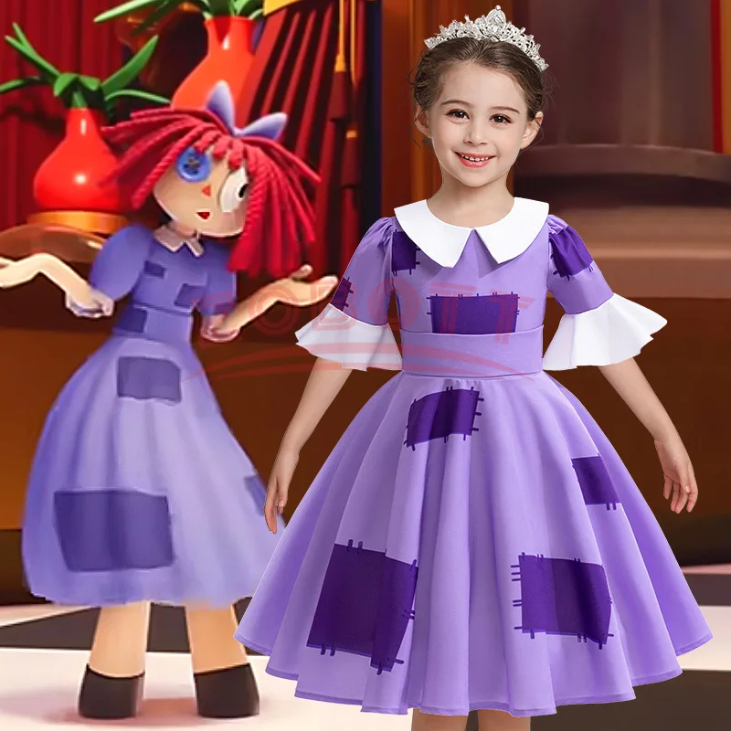 2024 Anime Yajia Tower The Amazing Digital Circus Cosplay Costume Bambini Vestono Halloween Suit Purim Kids Costume Cartoon Cos