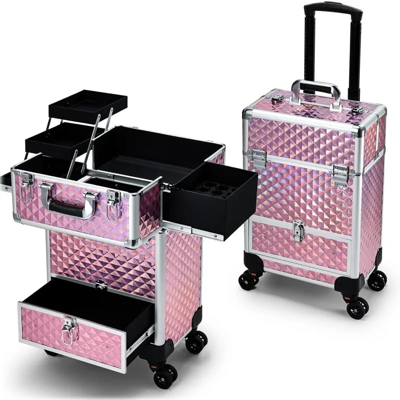 Hododou-Enrollable, Carro De Cosmoticos Con Cajon Deslizante, Uas, Estuche Tren Maquillaje Ruedas,