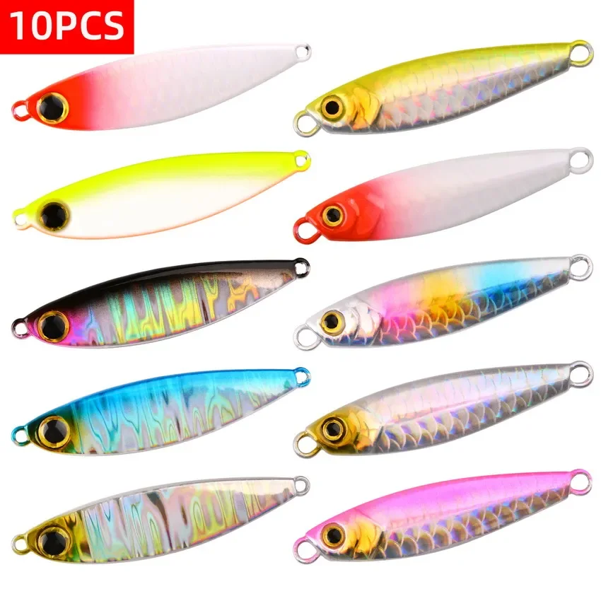 10Pcs Micro Jig Shore Casting Jigging Spoon 10G 15G Slow Drop Micro Cast Metal Jig Esca Da Pesca In Acqua Salata
