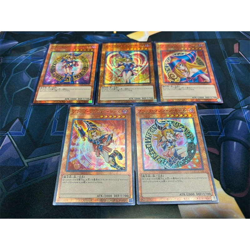 5 Pezzi Yu-Gi-Oh! Fai Da Te Anime Game Collection Card Black Magician Girl Red White And Gold Flash Card Regali Di Festa Per Bambini