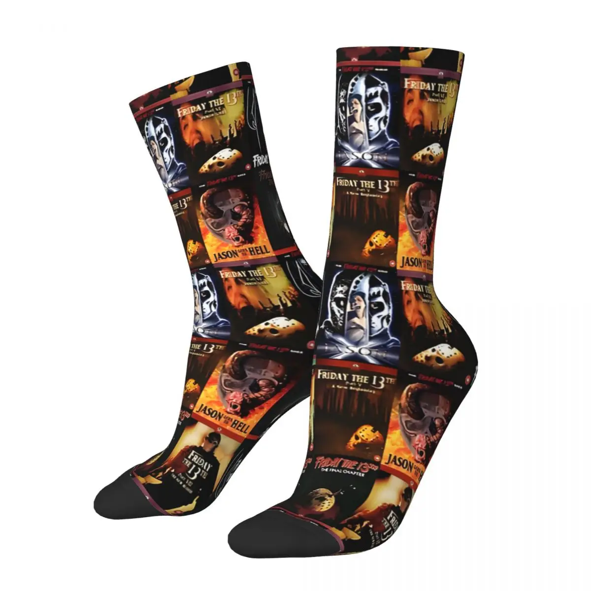 Funny Crazy Sock For Men Collection Jason Hip Hop Harajuku Friday The 13Th Quality Pattern Printed Boys Crew Compression Sock