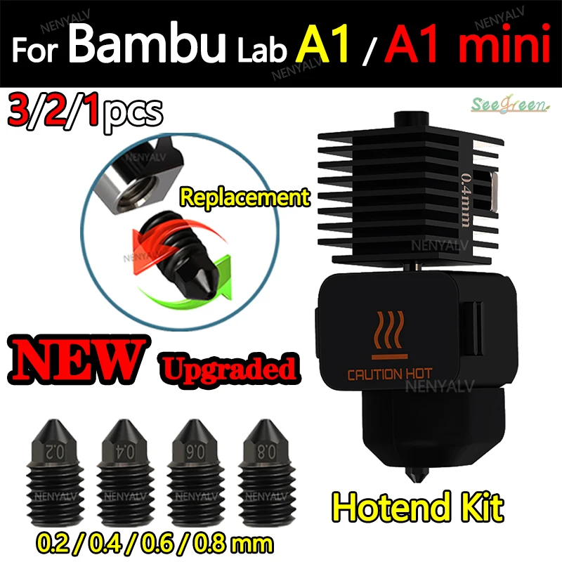 Aggiornamento Hotend Per Bambu Lab A1 Clone Sostituisci Ugelli Bamboo Hotend Ugello In Acciaio Temprato Hot Endfor Bambulab A1Mini Hotend Kit