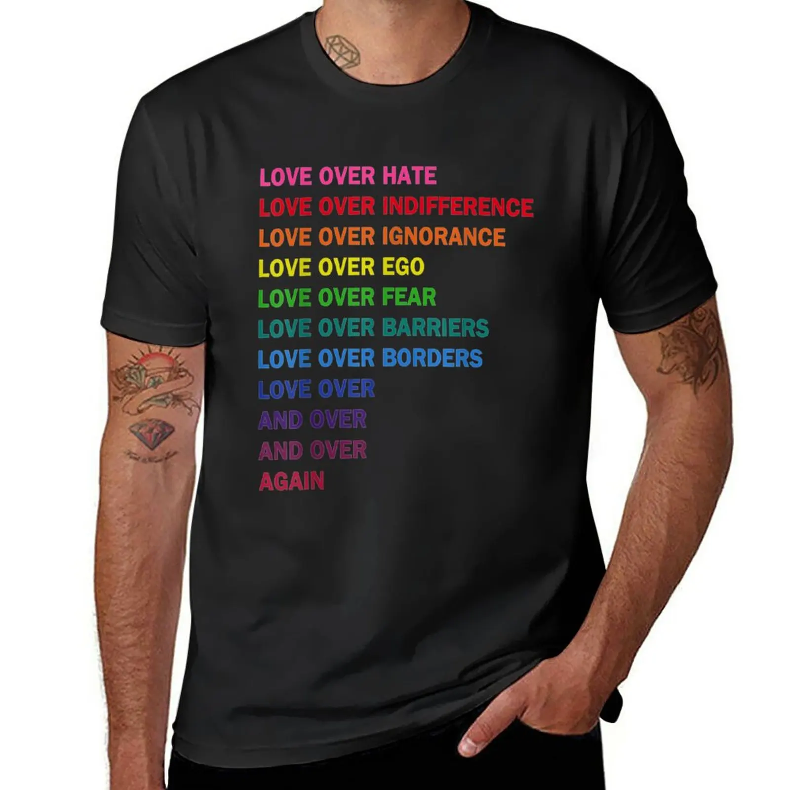 New Love Over Hate, Love Over Analysis Lgb T-Shirt Summer Top Camicetta Mens T Shirt Graphic
