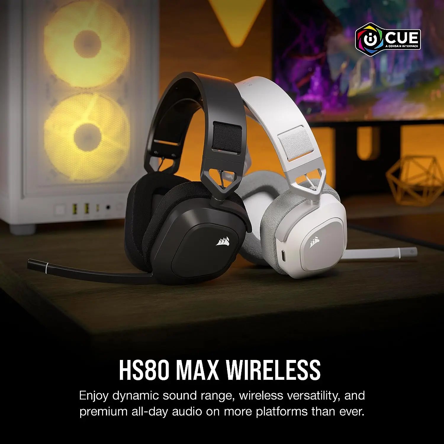Cuffie Da Gioco Multipiattaforma Wireless Corsair Hs80 Max Con Microfono Di Qualità Bluetooth - Dolby Atmos - Broadcast
