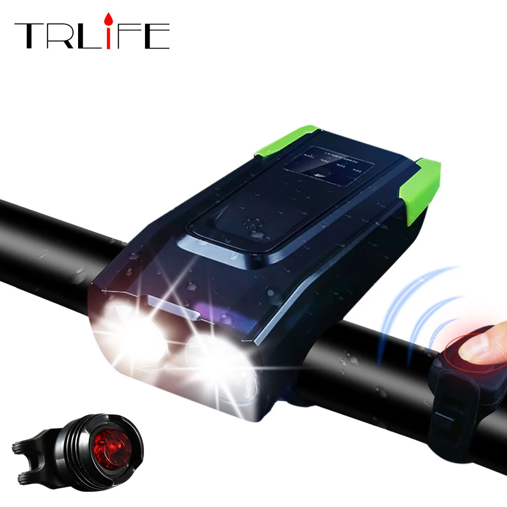 Smart Headlight Usb Ricaricabile Per Bicicletta Set Di Luci Anteriori 4000Mah Luce Per Bici A Induzione Con Clacson Led Bike Lamp Cycle Bike Light