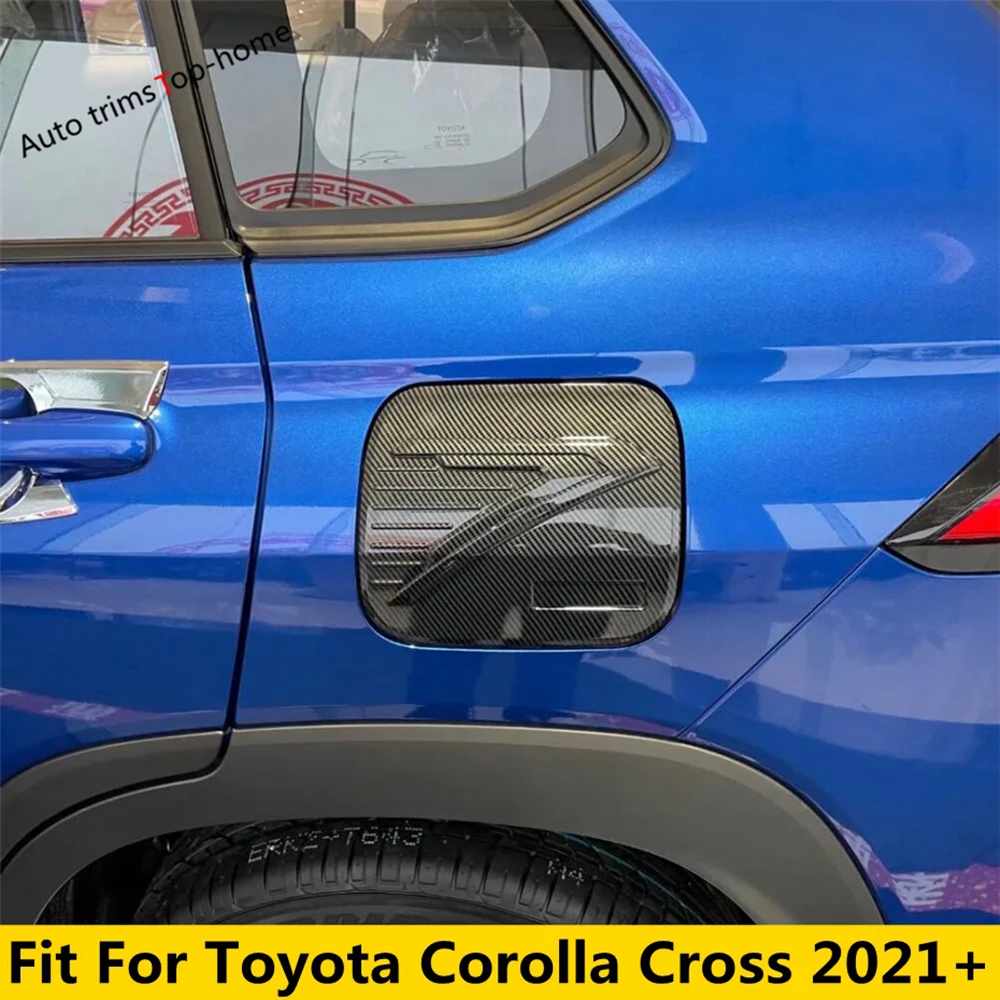 Chrome Carbon Fiber Look Fuel Filler Oil Gas Tank Cap Cover Trim Per Toyota Corolla Cross 2021 2022 Accessori Versione Giapponese