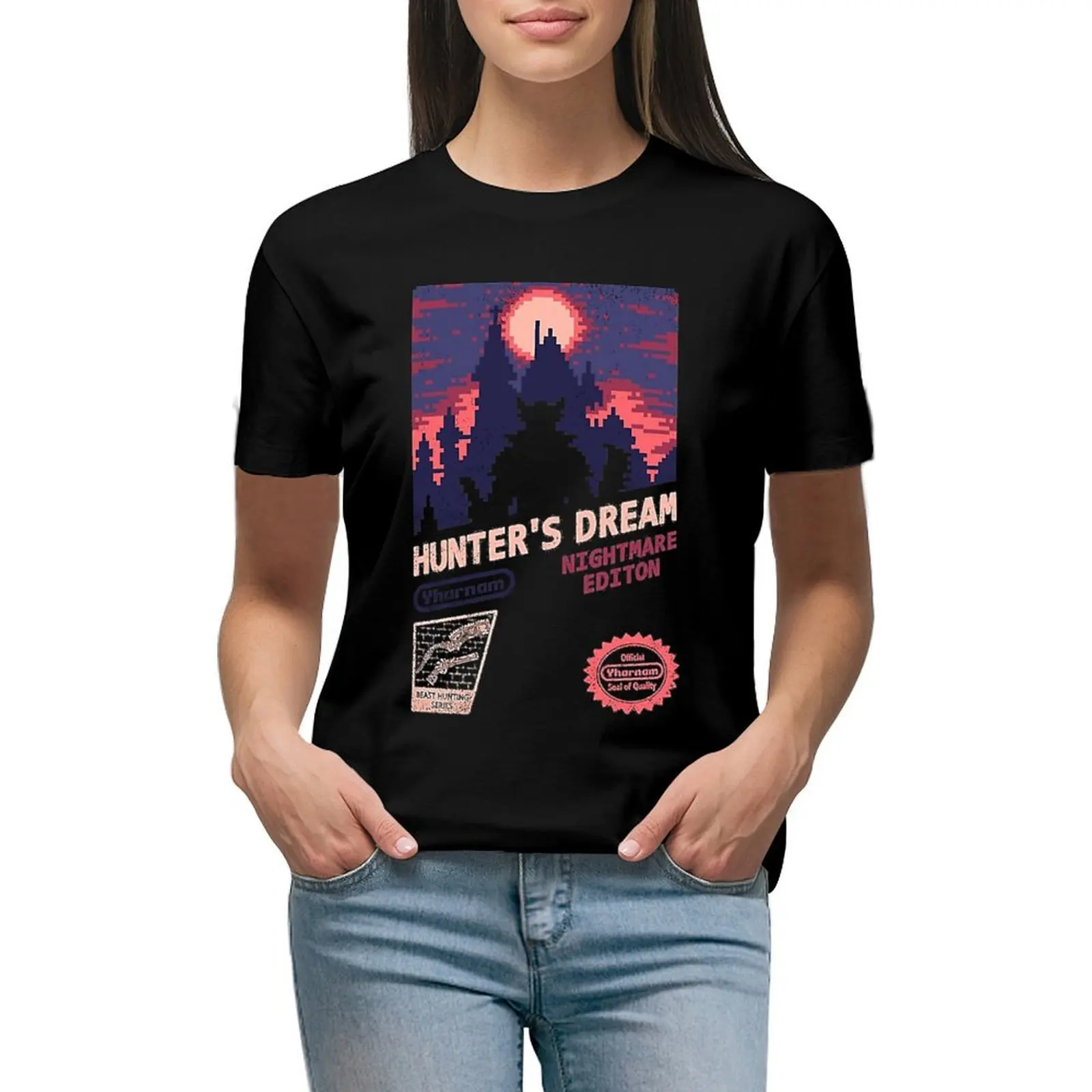 T-Shirt Con Stampa Animalier T-Shirt Dream Nightmare Edition Retro Bloodborne Hunter Per Ragazze Magliette Semplici Per Le Donne