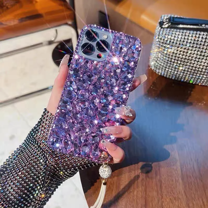 Per Iphone 12 13 14 15 Pro Max Samsung Galaxy S21 S22 S23 S24 Plus Ultra Note 20 Ultra Luxury Diamond Nappa Crystal Phone Case